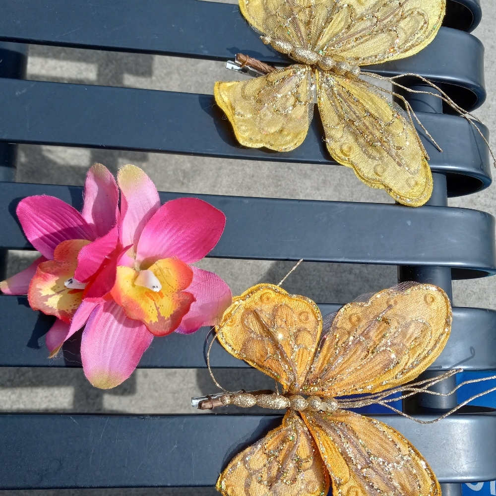 Handmade butterfly and flower ornaments